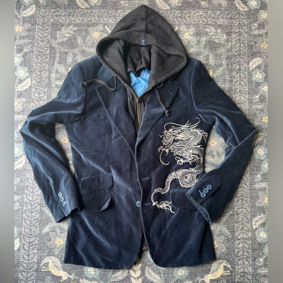It’s Only Rock’N’Roll Embroidered Cotton Velvet Long Line Jacket